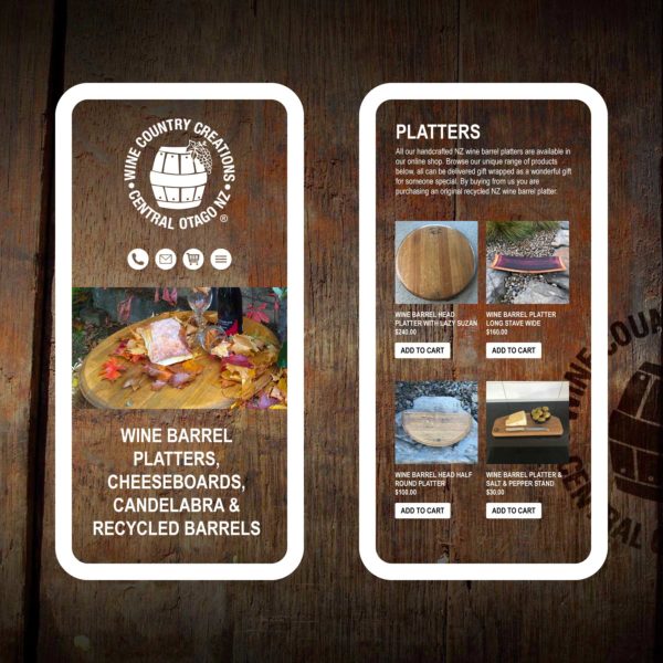 Wine Country Creations Wine Barrel Platters Wanaka Web Design